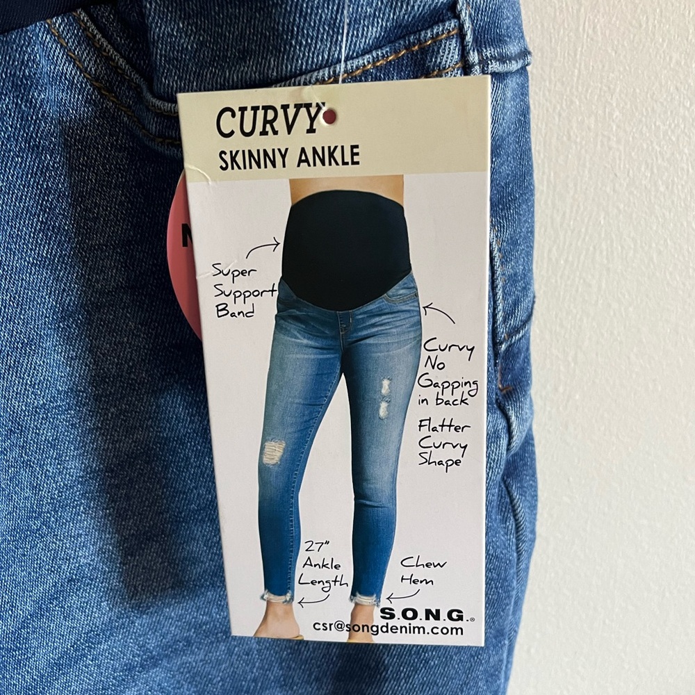 S.O.N.G. Maternity Jeans - Size XL - Curvy Skinny Ankle with super support band - Picture 2 of 5